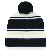 Bonnet en tricot à revers et pompon Colorado Rockies Stripling '47 pour jeunes, blanc/noir