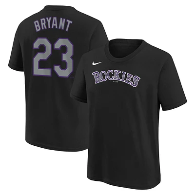 T-shirt Nike Kris Bryant pour enfant, noir, Colorado Rockies, domicile, nom et numéro du joueur