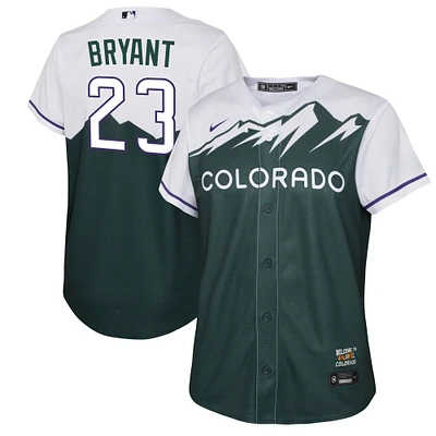 Maillot de joueur réplique Nike Kris Bryant pour jeune Colorado Rockies City Connect vert