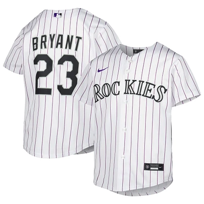 Maillot de joueur réplique alternatif des Colorado Rockies Nike Kris Bryant blanc pour jeune