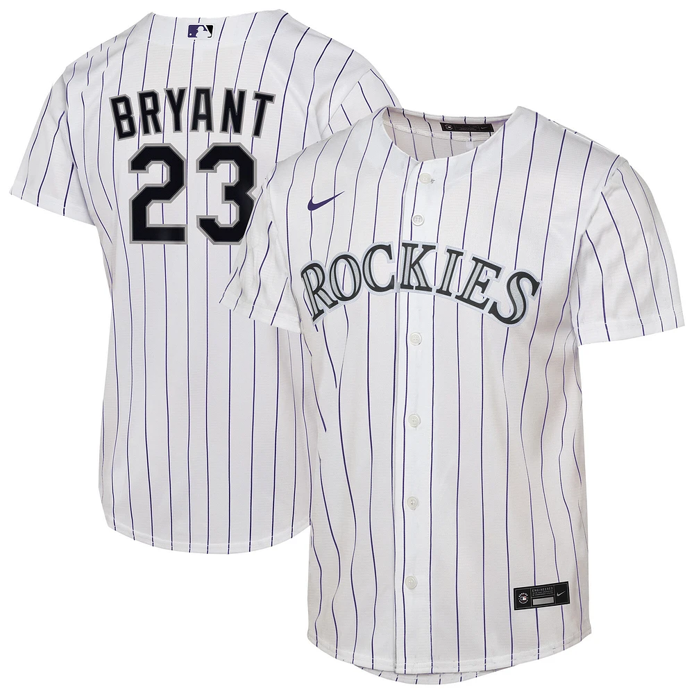 Maillot de joueur Nike Kris Bryant blanc pour jeunes Colorado Rockies Home Replica 2.0