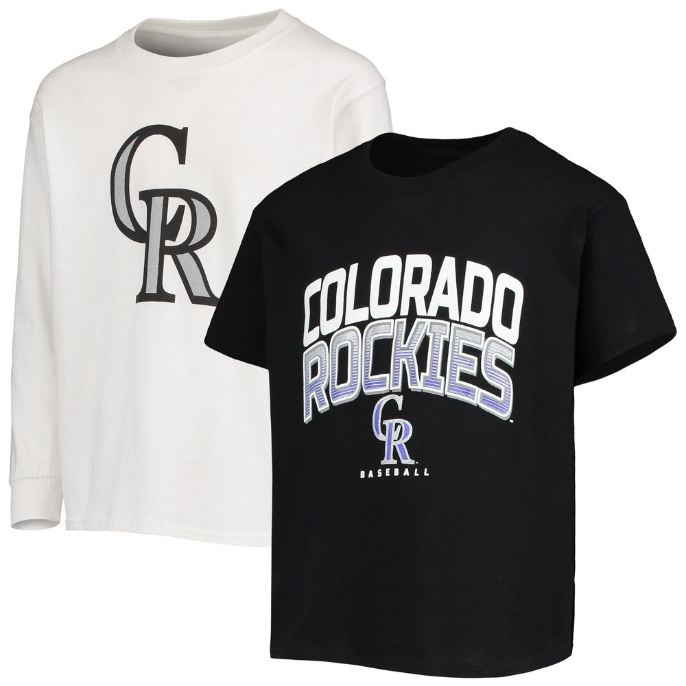 Youth White/Black Colorado Rockies V-Neck T-Shirt Size: Extra Large