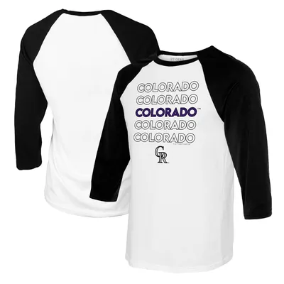 Colorado Rockies Tiny Turnip Youth Stacked Raglan 3/4 Sleeve T-Shirt - White/Black