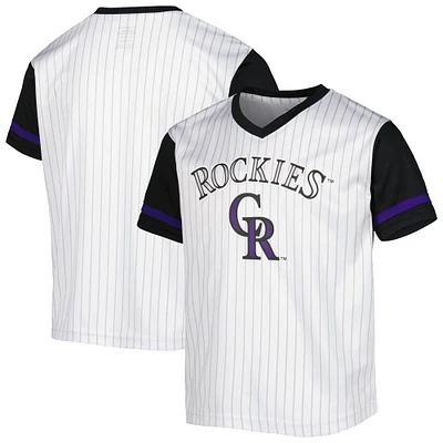 Youth White/Black Colorado Rockies V-Neck T-Shirt