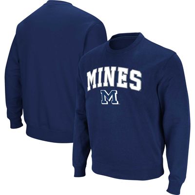 Men's Colosseum Navy Colorado School of Mines Orediggers Arch Over Logo Pullover Sweatshirt
