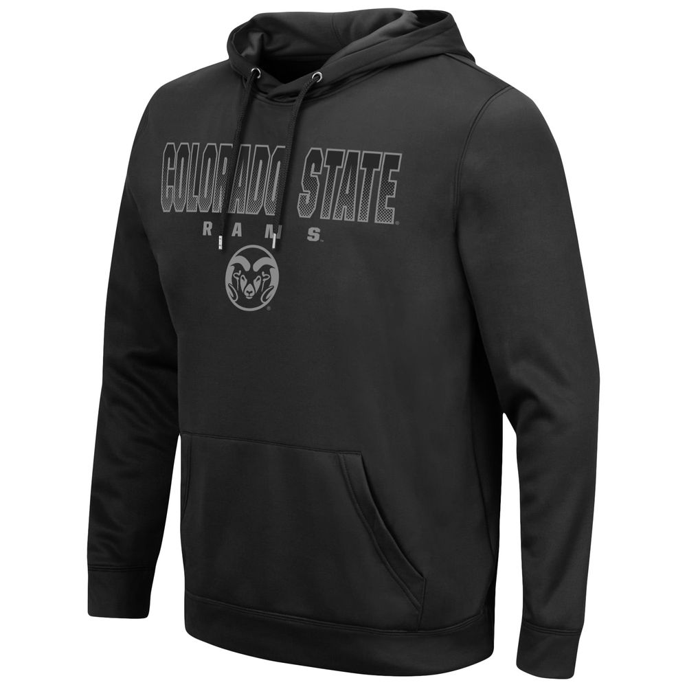 Men's Colosseum Black Colorado State Rams Blackout 3.0 Pullover Hoodie