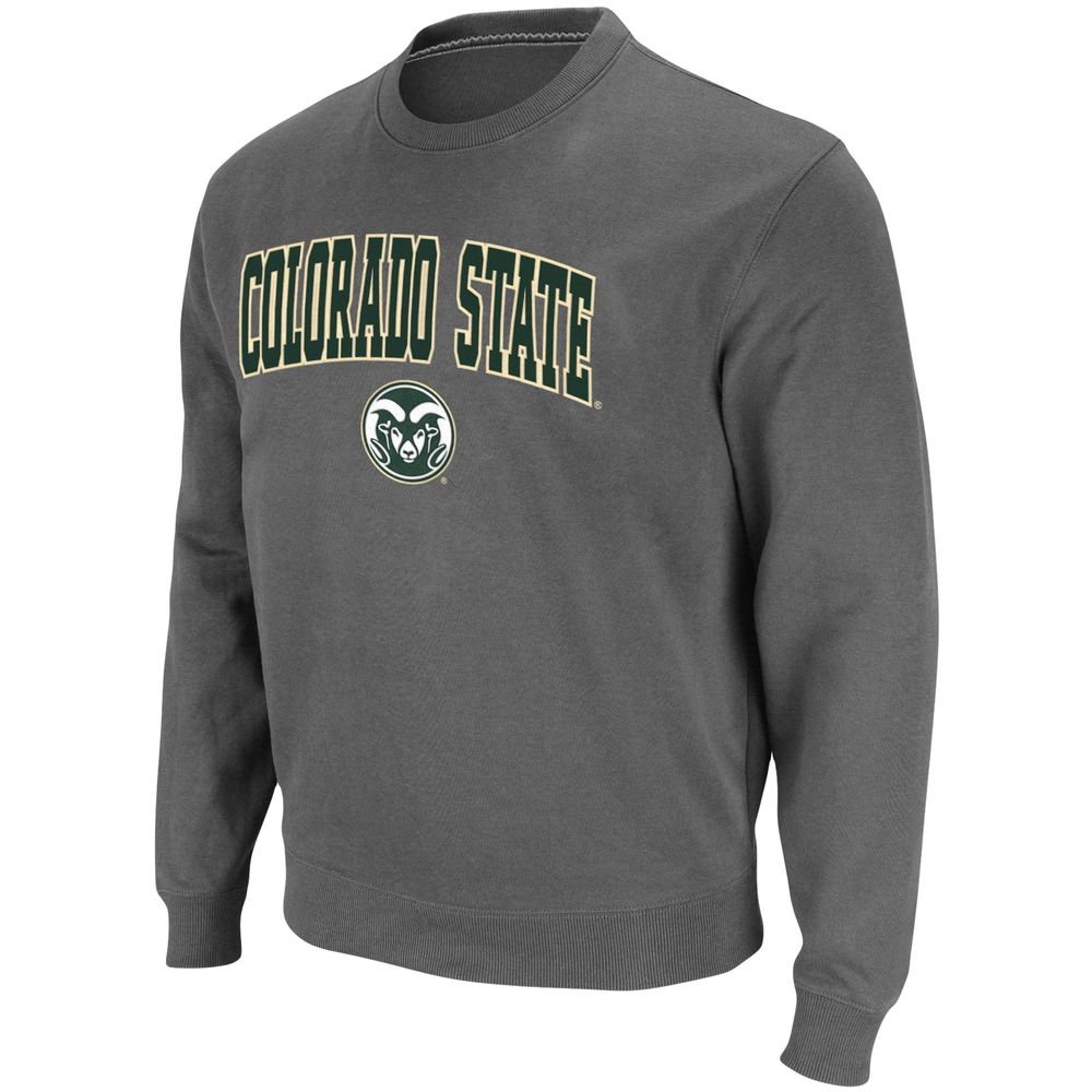 Men's Colosseum Charcoal Colorado State Rams Arch & Logo Tackle Twill Pullover Sweatshirt