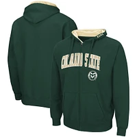 Men's Colosseum Green Colorado State Rams Arch & Logo 3.0 Full-Zip Hoodie