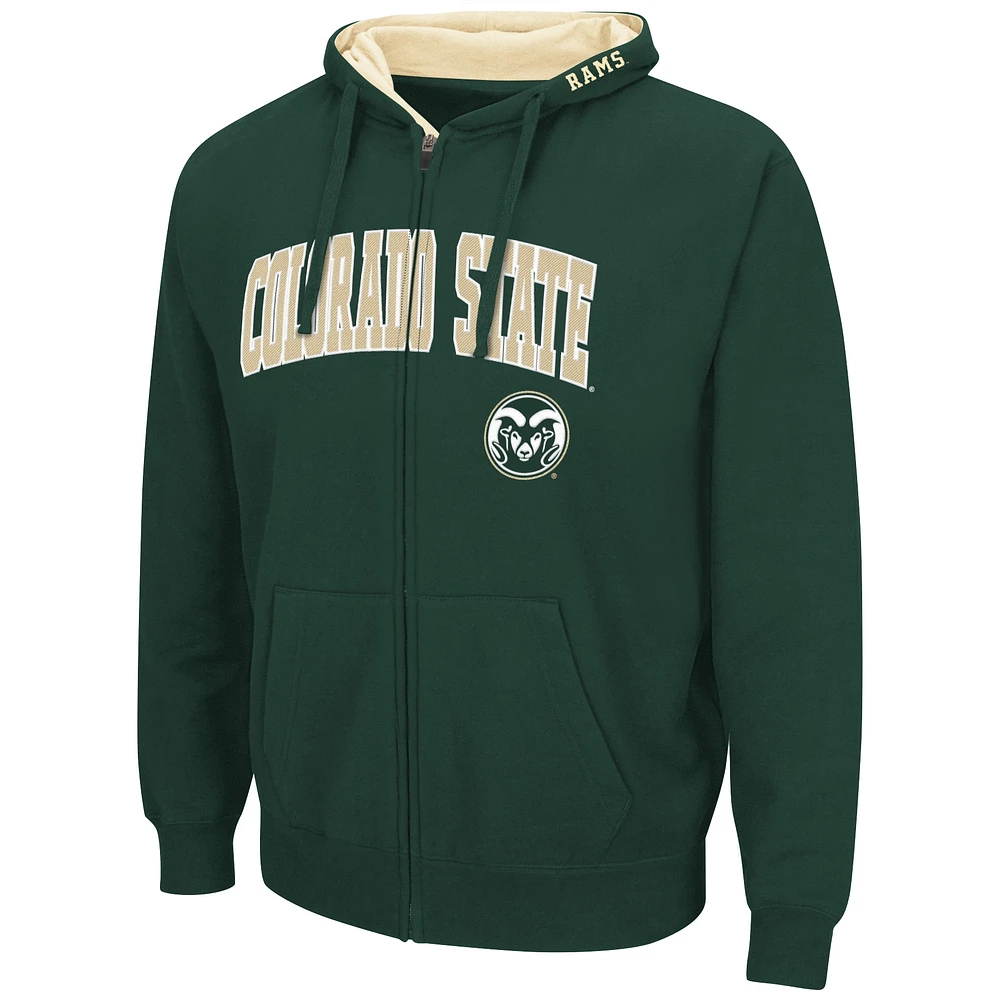 Men's Colosseum Green Colorado State Rams Arch & Logo 3.0 Full-Zip Hoodie
