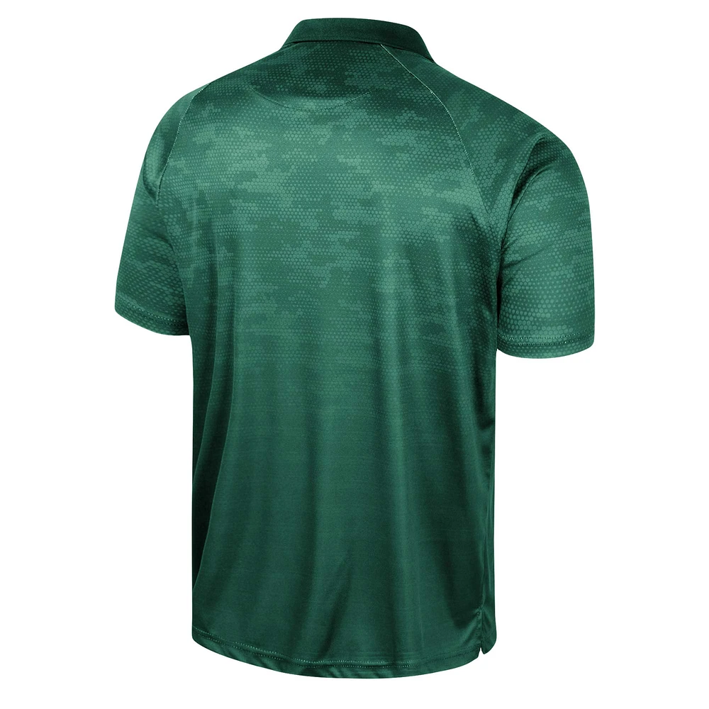 Men's Colosseum Green Colorado State Rams Honeycomb Raglan Polo