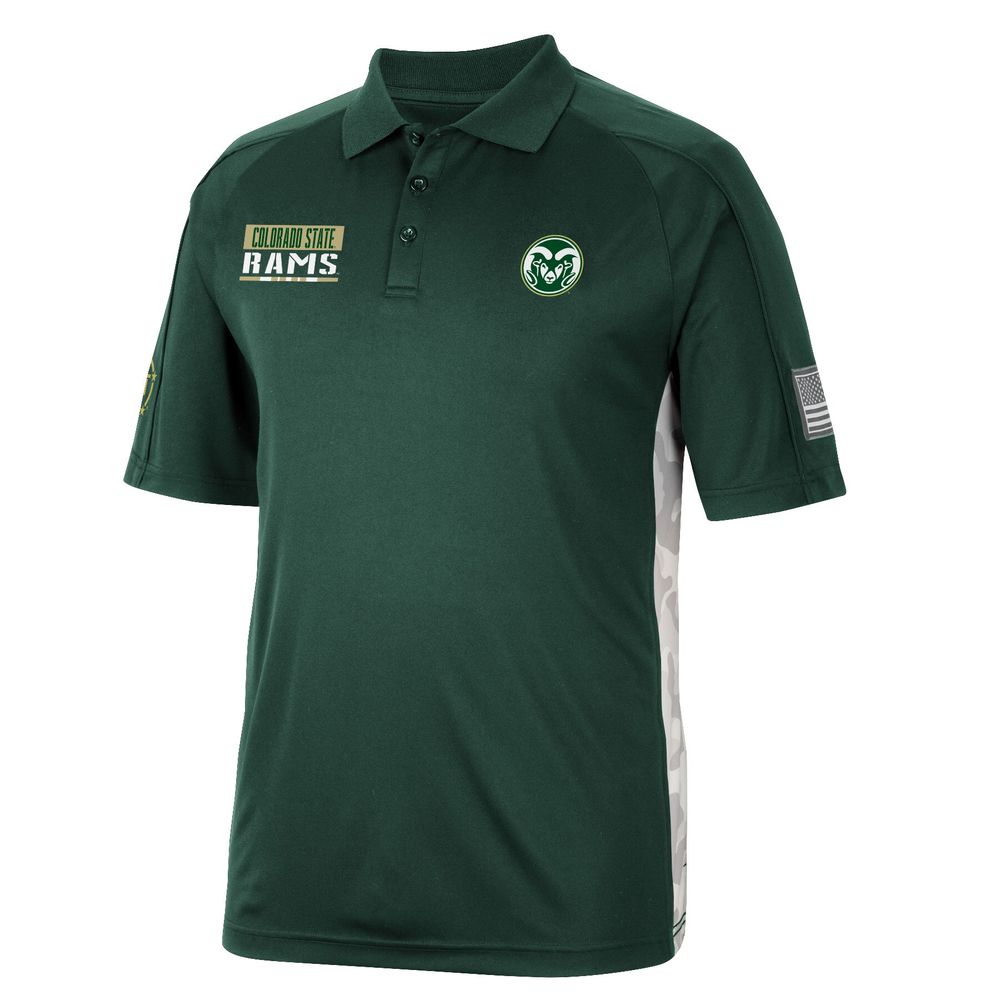 Men's Colosseum Green Colorado State Rams OHT Military Appreciation Snow Camo Polo