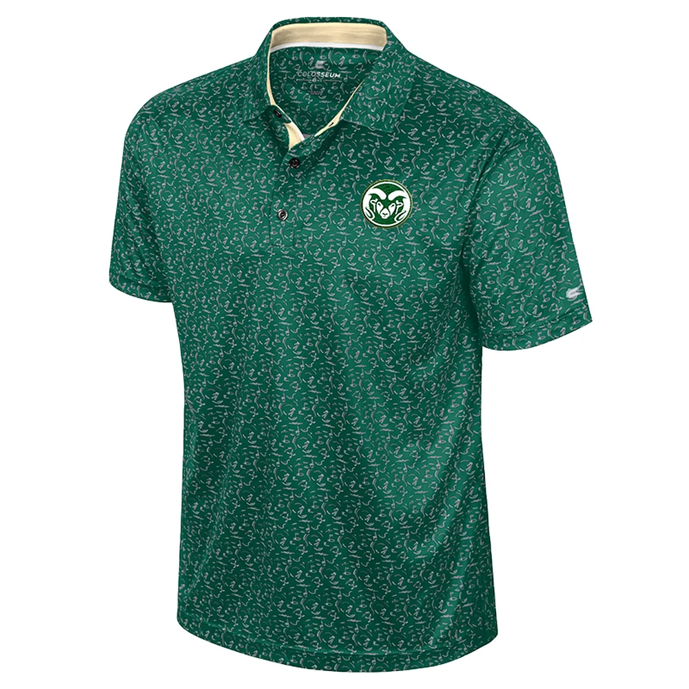 Polo de golf sublimé pour homme Colosseum Green Colorado State Rams