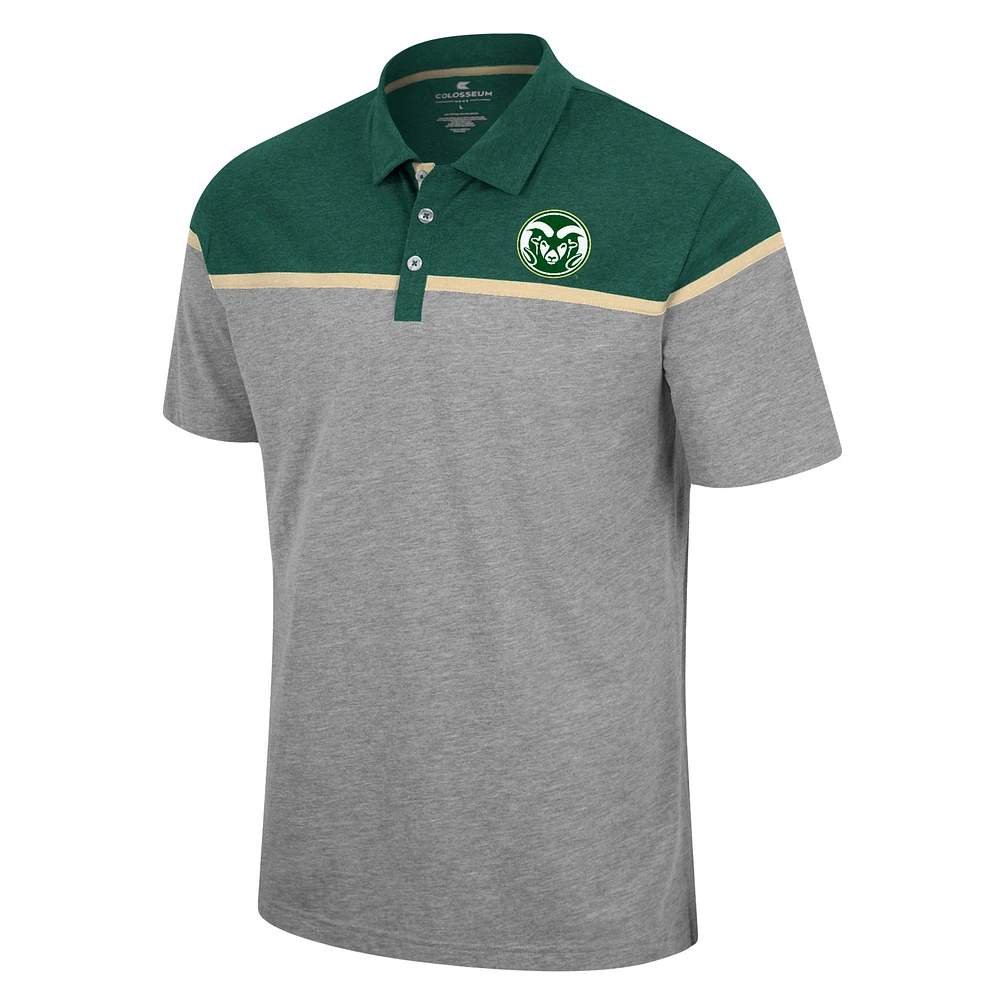 Men's Colosseum Heather Gray Colorado State Rams Chamberlain Polo