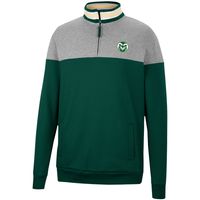 Men's Colosseum Heathered Gray/Green Colorado State Rams Be the Ball Quarter-Zip Top