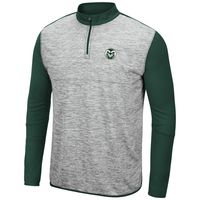 Men's Colosseum Heathered Gray/Green Colorado State Rams Prospect Quarter-Zip Jacket