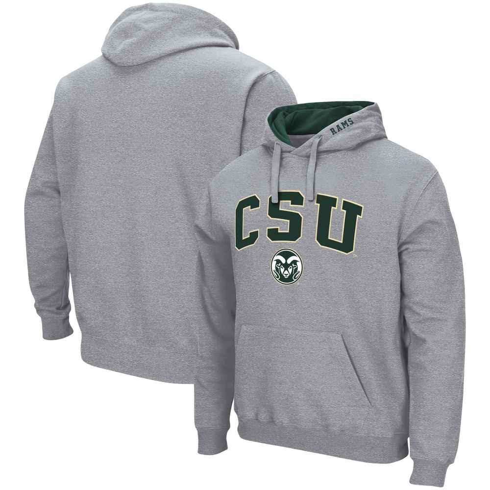 Men's Colosseum Heathered Gray Colorado State Rams Arch and Logo Pullover Hoodie