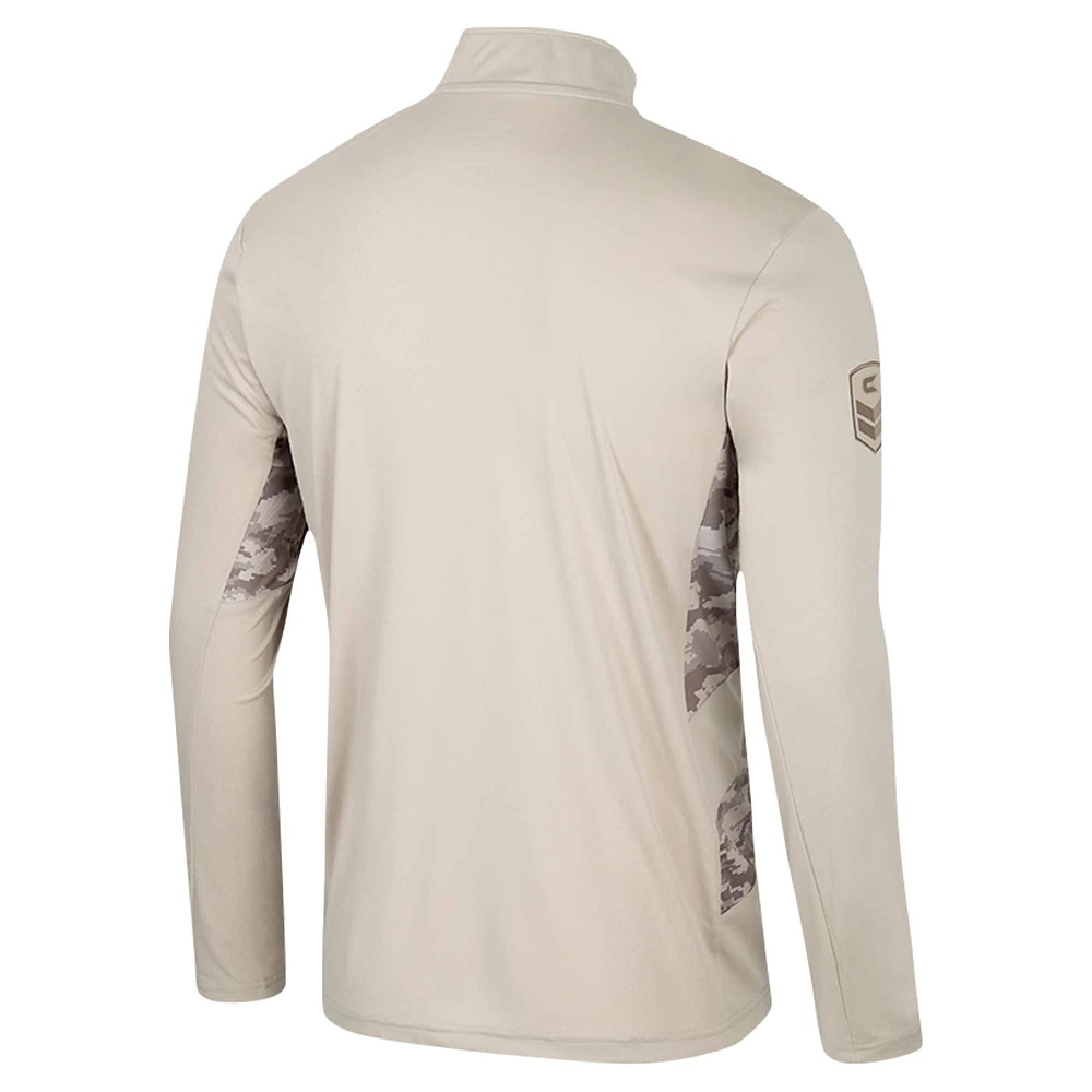 Men's Colosseum Natural Colorado State Rams OHT Military Appreciation Quarter-Zip Jacket