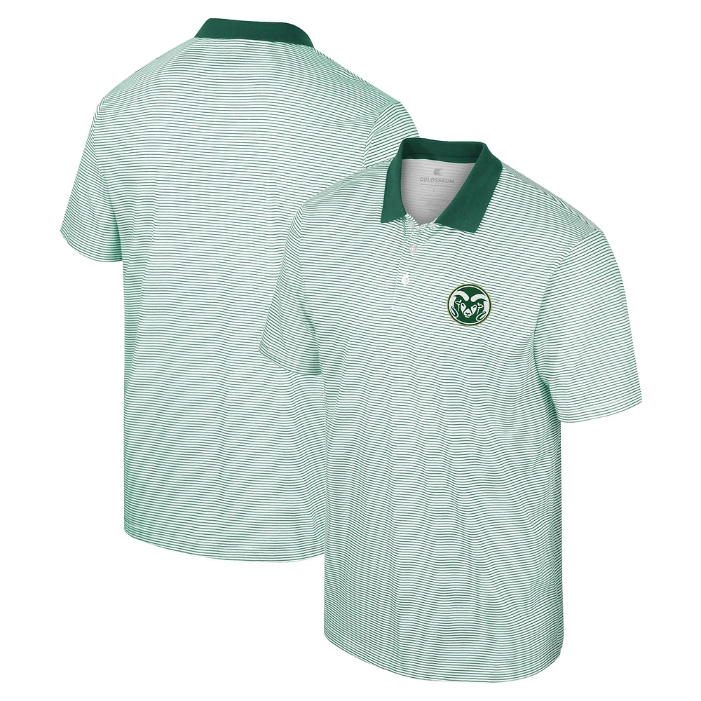 Men's Colosseum White Colorado State Rams Print Stripe Polo