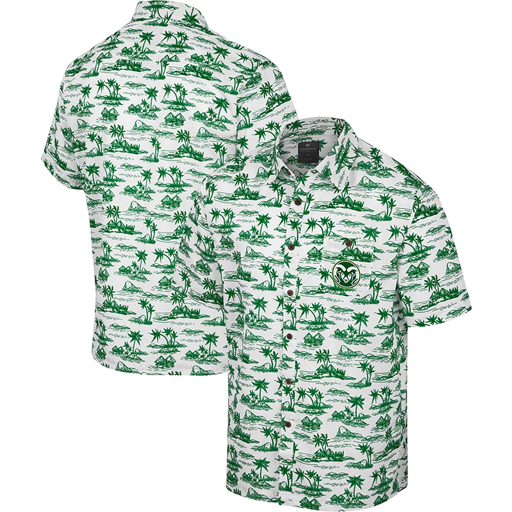 Colosseum pour homme, blanc Colorado State Rams Spontaneous is Romantic Camp Chemise boutonnée