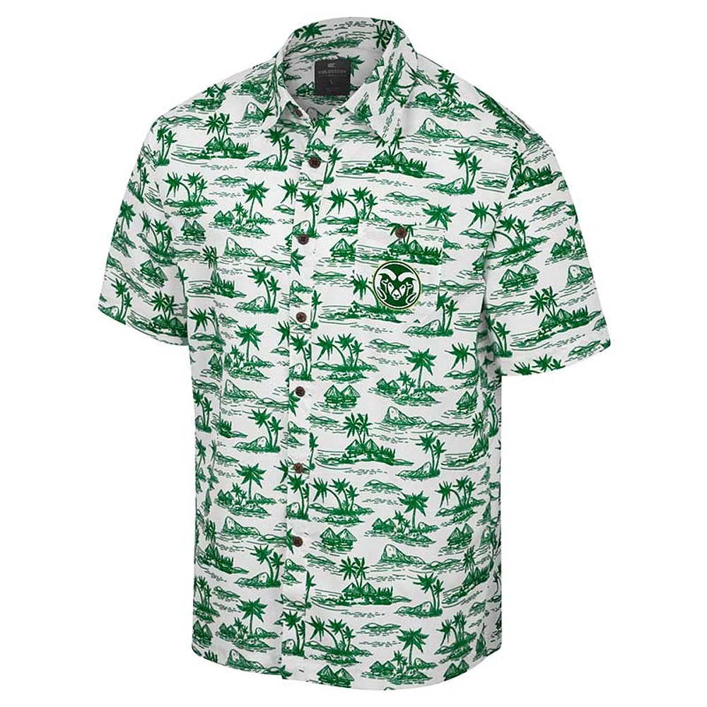 Colosseum pour homme, blanc Colorado State Rams Spontaneous is Romantic Camp Chemise boutonnée