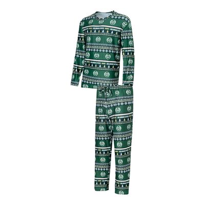 Men's Concepts Sport Green Colorado State Rams Swivel Long Sleeve T-Shirt & Pants Sleep Set