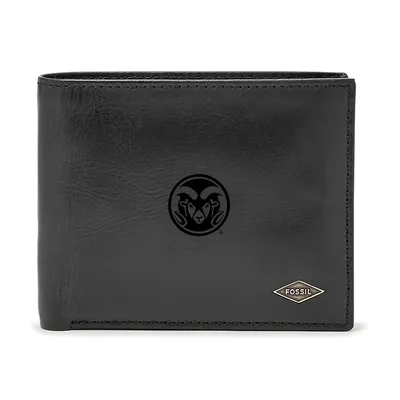 Colorado State Rams Fossil Leather Ryan RFID Passcase Wallet - Black