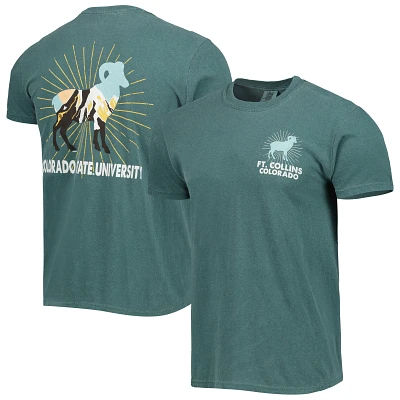 T-shirt vert Colorado State Rams mascotte paysage confort couleur pour homme