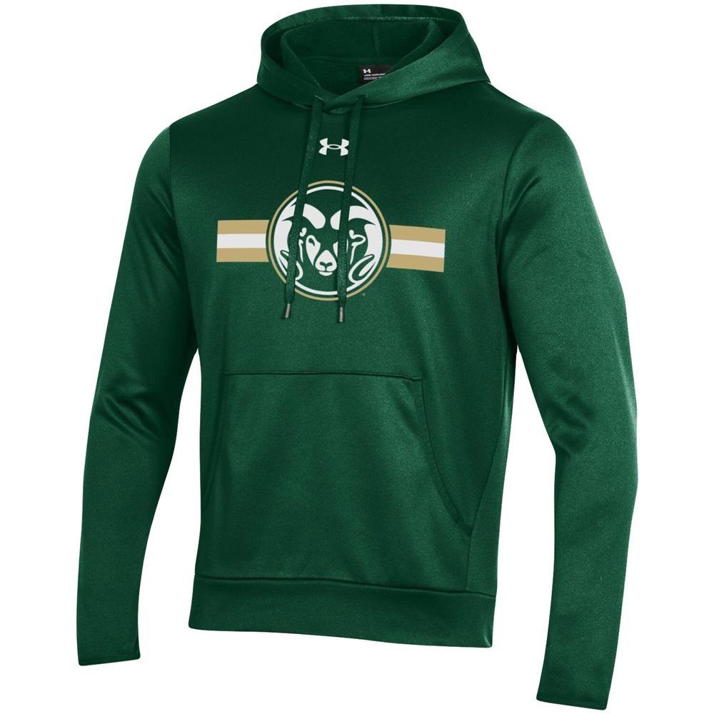 Men's Under Armour Green Colorado State Rams Logo Stripe Fleece Pullover Hoodie