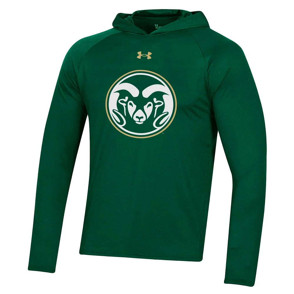 T-shirt à manches longues raglan avec logo de l'école Colorado State Rams Under Armour vert pour homme