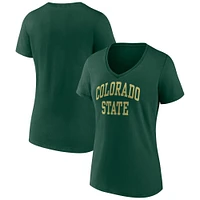 T-shirt vert à col en V Fanatics pour femmes Colorado State Rams Basic Arch