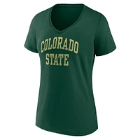 T-shirt vert à col en V Fanatics pour femmes Colorado State Rams Basic Arch