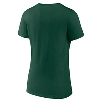 T-shirt vert à col en V Fanatics pour femmes Colorado State Rams Basic Arch