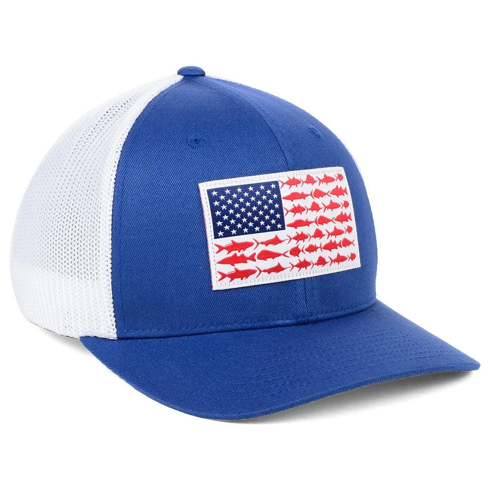 Columbia PFG Fish Flag Mesh Flex Chapeau - Royal/Blanc