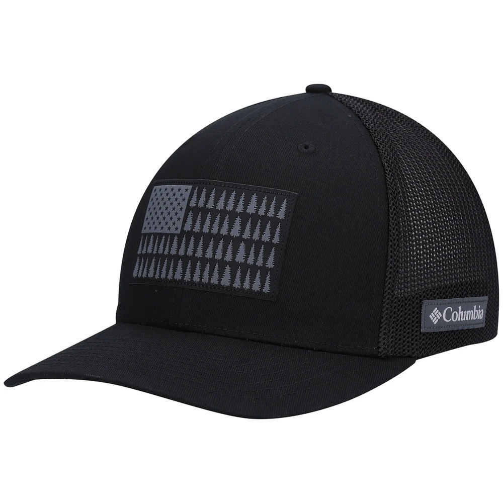 Men's Columbia Black Mesh Tree Flag Flex Hat