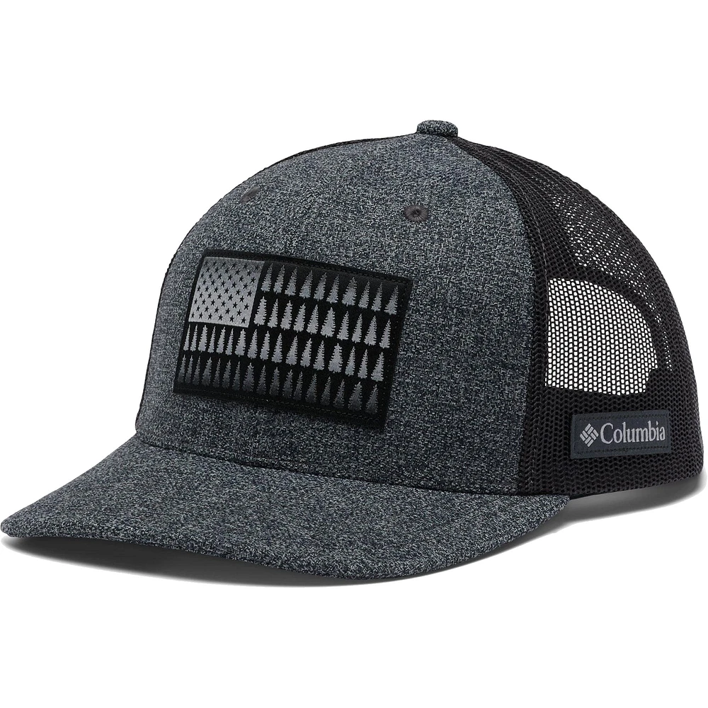 Casquette Snapback en maille avec drapeau d'arbre noir chiné Columbia pour hommes