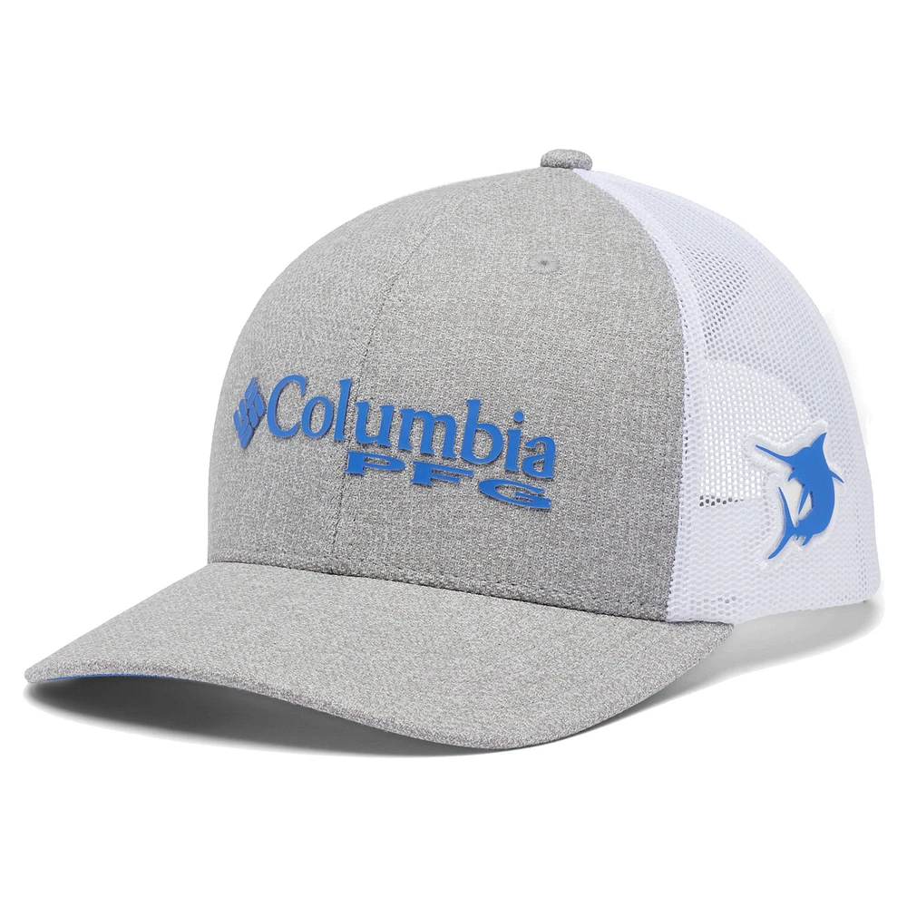 Casquette Snapback en maille PFG gris chiné/blanc Columbia pour hommes