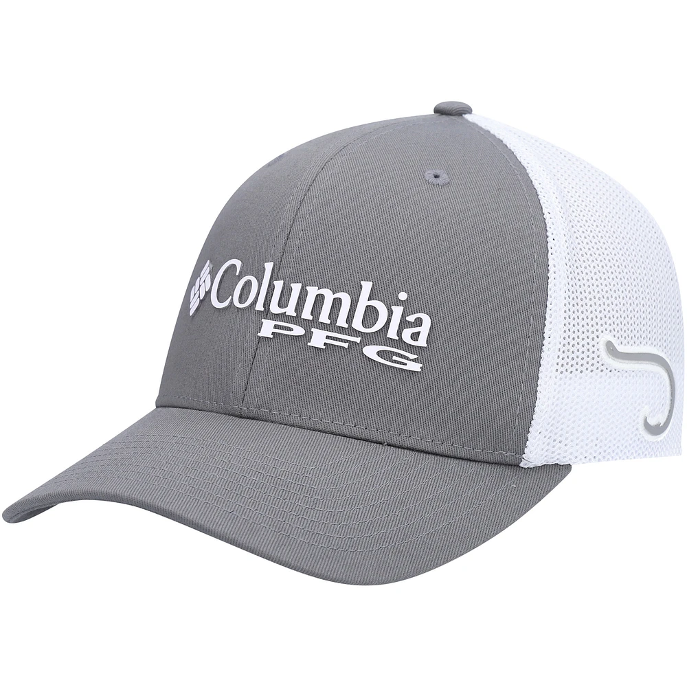 Men's Columbia PFG Graphite/White Mesh Flex Hat