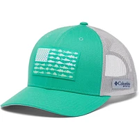 Casquette Snapback de camionneur en maille avec drapeau de poisson vert Columbia PFG pour hommes