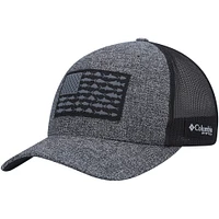 Casquette Snapback de camionneur en maille avec drapeau de poisson chiné anthracite/noir Columbia PFG pour hommes