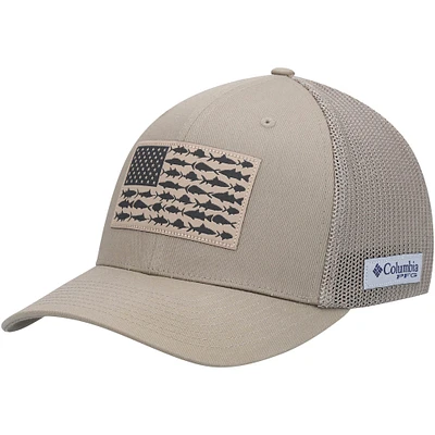 Casquette flexible en maille avec drapeau de poisson beige Columbia PFG pour hommes