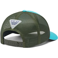 Men's Columbia PFG Teal Fish Flag Mesh Trucker Snapback Hat