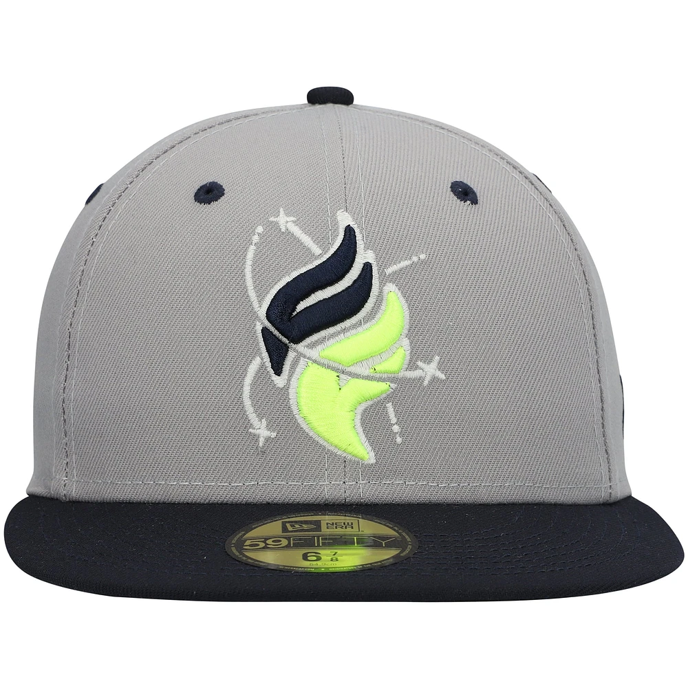 Men's New Era Gray Columbia Fireflies Authentic Collection Team Alternate 59FIFTY Fitted Hat