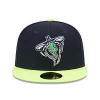 Men's New Era Navy/Neon Green Columbia Fireflies Marvel x Minor League 59FIFTY Fitted Hat