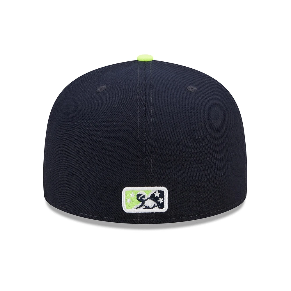 Men's New Era Navy/Neon Green Columbia Fireflies Marvel x Minor League 59FIFTY Fitted Hat