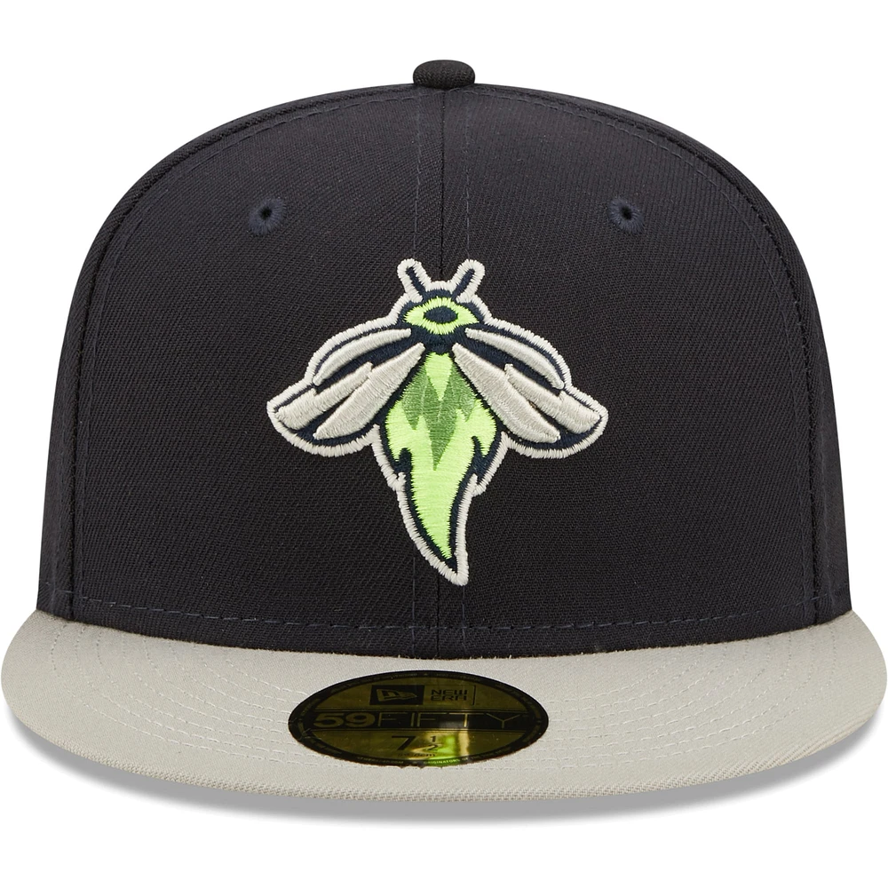 Men's New Era Navy Columbia Fireflies Authentic Collection Road 59FIFTY Fitted Hat