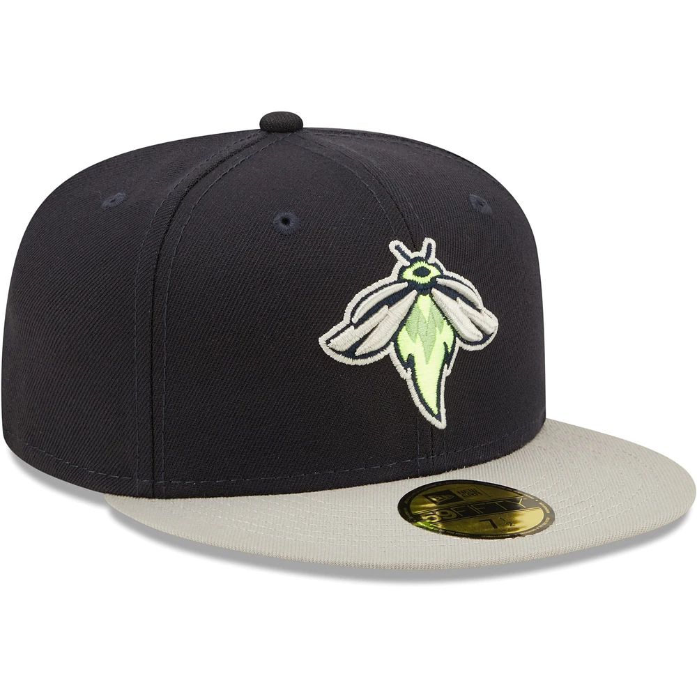 Men's New Era Navy Columbia Fireflies Authentic Collection Road 59FIFTY Fitted Hat