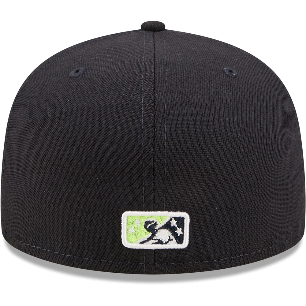 Men's New Era Navy Columbia Fireflies Authentic Collection Road 59FIFTY Fitted Hat