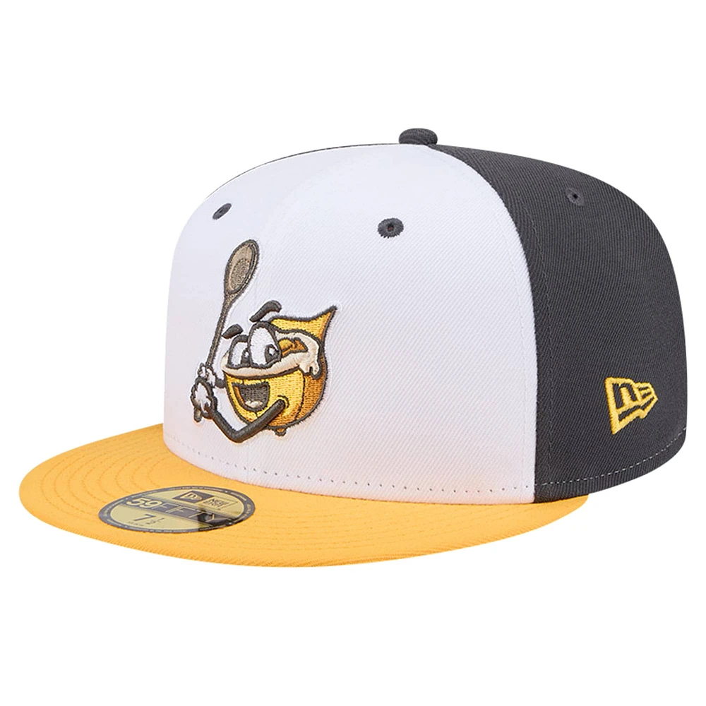 Men's New Era White Columbia Fireflies Theme Night Grits 59FIFTY Fitted Hat