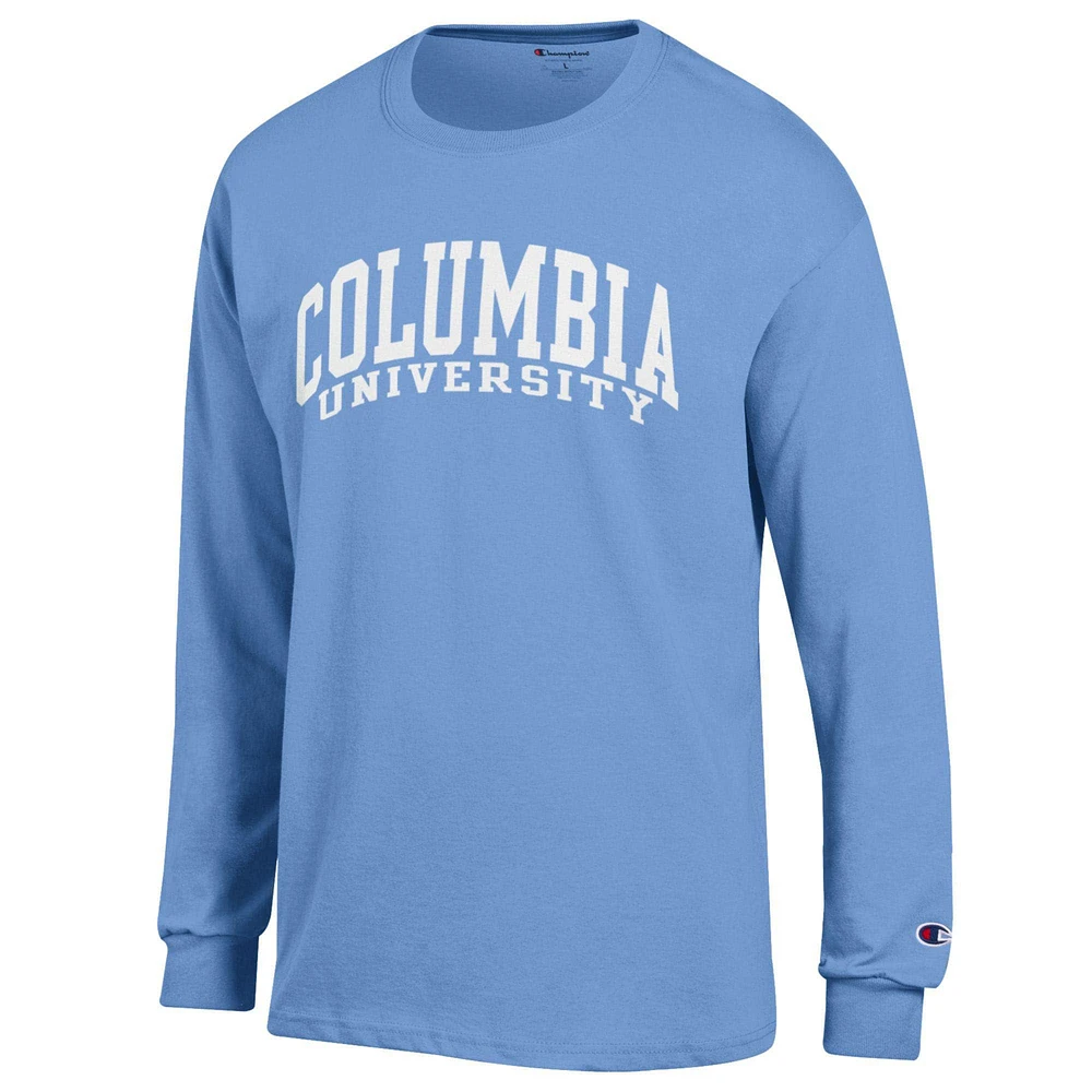 Men's Champion  Light Blue Columbia University Basic Arch Long Sleeve T-Shirt