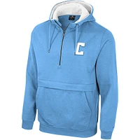 Chandail à capuchon demi-glissière Colosseum Columbia University Team bleu clair pour hommes